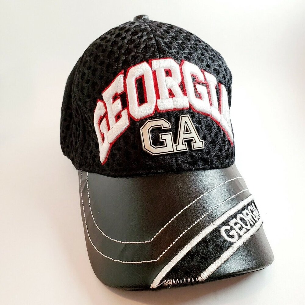 Georgia GA Red Black Hat Cap Adjustable Strap OS EUC MUST SEE!